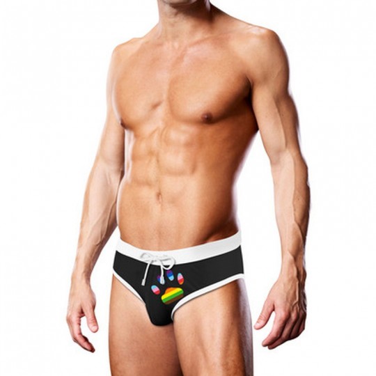 SWIM BRIEF - BLACK OVERSIZED PAW - X