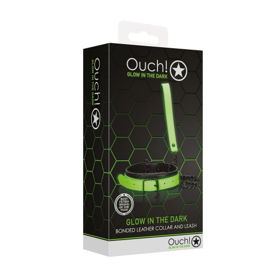 COLEIRA COM TRELA GLOW IN THE DARK OUCH!