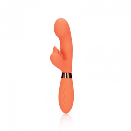 SILICONE RABBIT VIBRATOR WITH RIBBED CLITORAL STIMULATOR GLAZED CARROTS