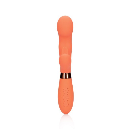 SILICONE RABBIT VIBRATOR WITH RIBBED CLITORAL STIMULATOR GLAZED CARROTS