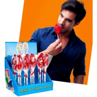 EXHIBITOR WITH 40 GUMMY LOLLIPOPS WITH PUSSY SHAPE