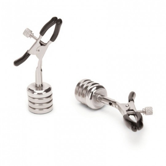 NIPPLE CLIPS WITH MAGNETIC WEIGHTS - SILVER