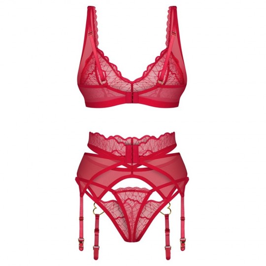 OBSESSIVE 3 PIECE SUSPENDER SET CUPIDE DESIR RED