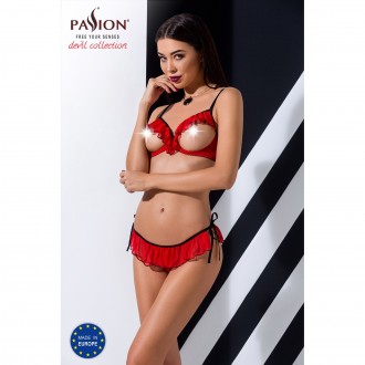CHERRY SET WITH OPEN BRA RED  - PASSION