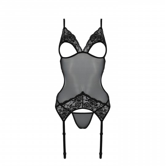 CORSÉ Y TANGA CHRISTA NEGRO EROTIC LINE PASSION