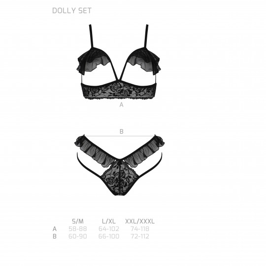 DOLLY SET WITH OPEN BRA BLACK  PASSION