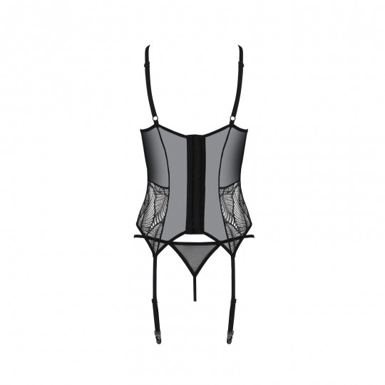 CORSET ET STRING LEAFA NOIR ECO COLLECTION PASSION