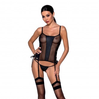 CORSET ET STRING MALWIA NOIR PASSION