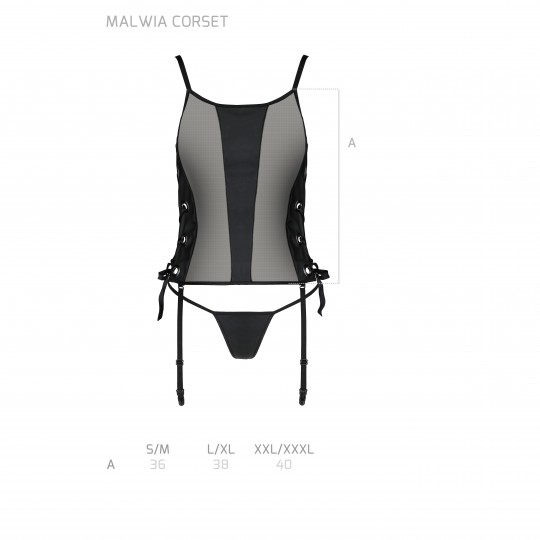 CORSET ET STRING MALWIA NOIR PASSION