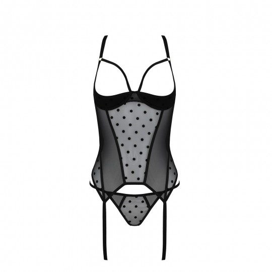 CORSÉ Y TANGA MARINA NEGRO DEVIL COLLECTION PASSION