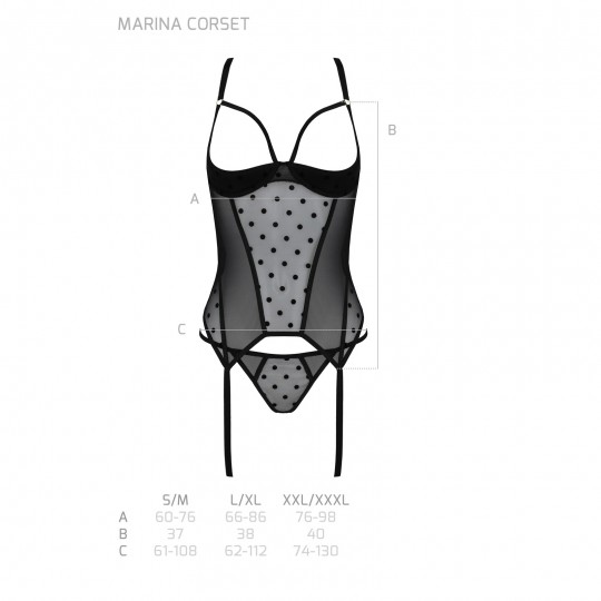 CORSÉ Y TANGA MARINA NEGRO DEVIL COLLECTION PASSION
