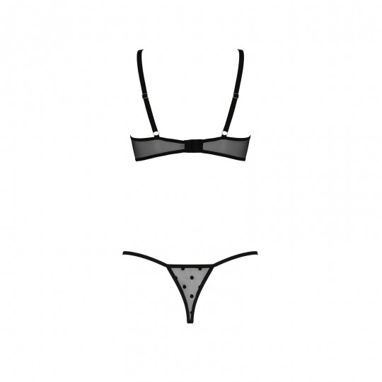 CONJUNTO DE 2 PEÇAS COM SUTIÃ ABERTO MARINA PRETO DEVIL COLLECTION PASSION