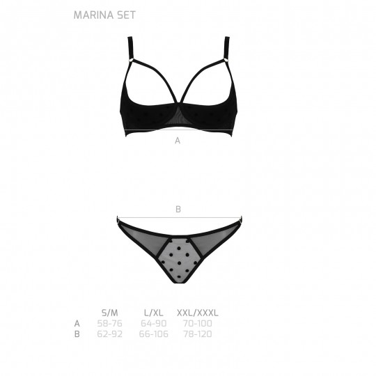 ENSEMBLE 2 PIÈCES SOUTIEN-GORGE OUVERT MARINA NOIR DEVIL COLLECTION PASSION
