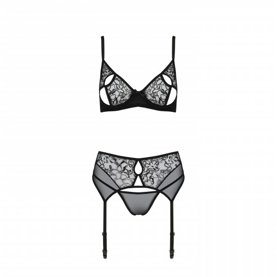 КОМПЛЕКТ PRIMULA С ОТКРЫТЫМ БЮСТГАЛЬТЕРОМ ЧЕРНЫЙ - ECO PAS