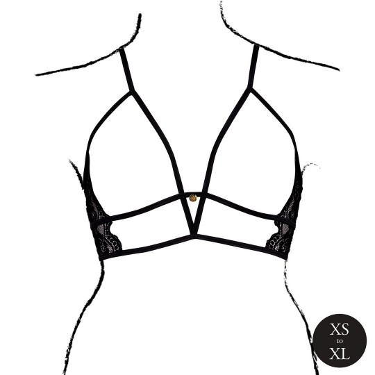 LE DÉSIR OPEN CUP TRIANGLE BRA WITH LACE AND ADJUSTABLE SLIDERS BLACK