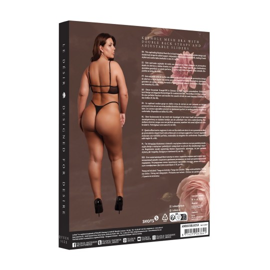 БЮСТГАЛЬТЕР ИЗ СЕТКИ С ОТВЕРСТИЯМИ ДЛЯ КЛЮЧЕЙ, ДВОЙНЫМИ БРЕТЕЛЯМИ НА СПИНЕ И РЕГУЛИРУЕМЫМИ ПОЛЗУНКАМИ - ПЛЮС РАЗМЕР - ЧЕРНЫЙ