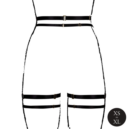 LE DÉSIR DOUBLE STRAP GARTER BELT WITH ADJUSTABLE SLIDERS BLACK