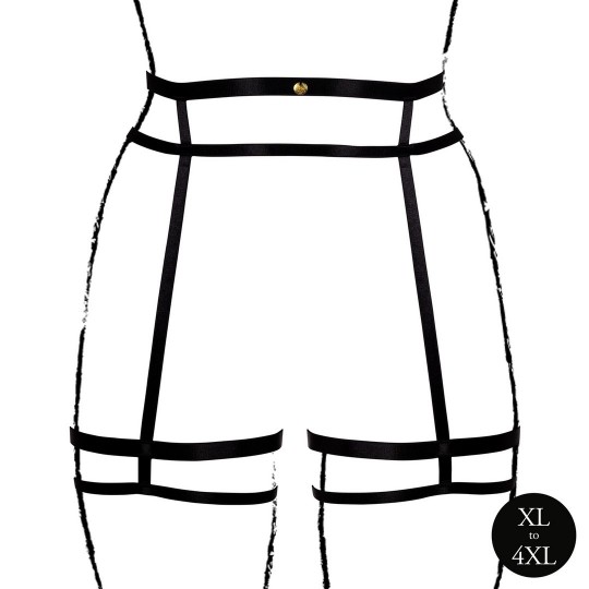 ПОЯС ДЛЯ ПОДВЯЗОК С ДВУМЯ РЕМЕШКАМИ И РЕГУЛИРУЕМЫМИ ПОЛЗУНКАМИ - ПЛЮС РАЗМЕР - ЧЕРНЫЙ