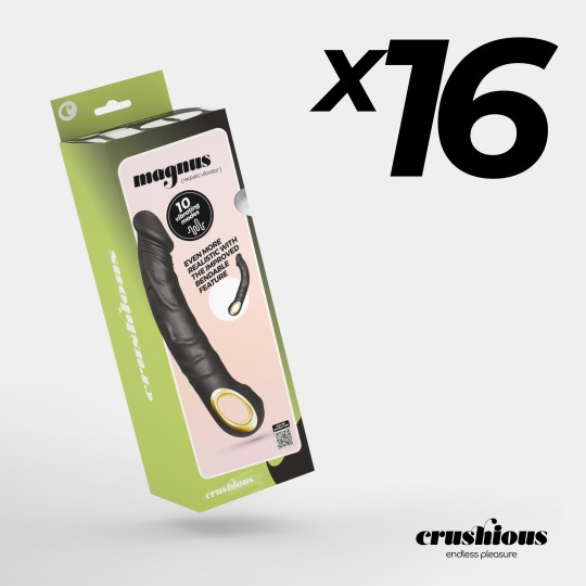 CONFEZIONE DA 16 VIBRATORE FLESSIBILE MAGNUS BEND NERO CRUSHIOUS