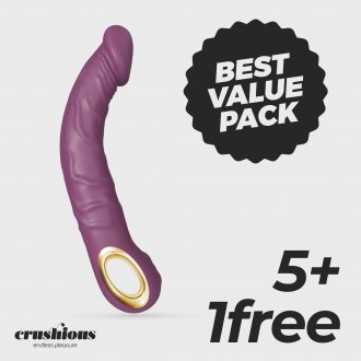 CONFEZIONE DA 5 + 1 GRATUITO VIBRATORE FLESSIBILE MAGNUS BEND VIOLA CRUSHIOUS