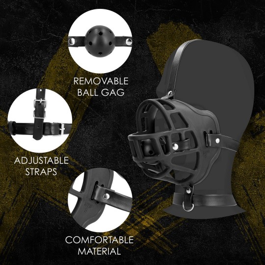 OUCH! XTREME MUZZLE WITH REMOVABLE BALL GAG BLACK