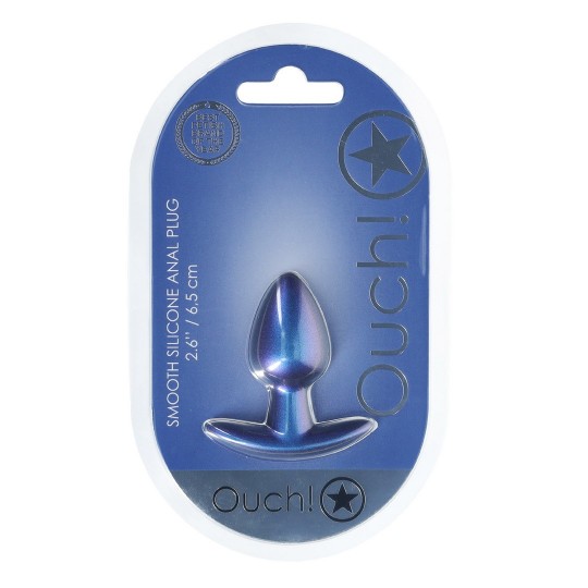 SMOOTH SILICONE ANAL PLUG - SMALL - 2.6 / 6,5 CM - METALLIC BLUE