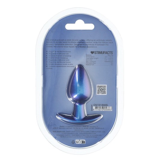 OUCH! SMOOTH SILICONE ANAL PLUG MEDIUM 3,1 /7,9 CM METALLIC BLUE