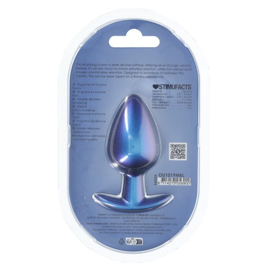 PLUG ANAL SMOOTH SILICONE LARGE 3,5 /8,9 CM METALLIC BLUE OUCH!