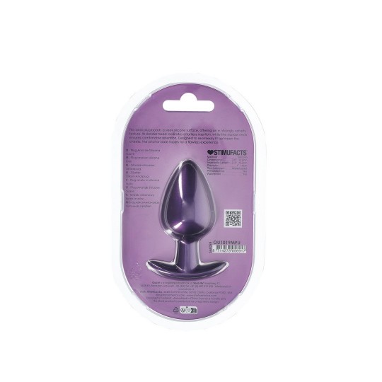 SMOOTH SILICONE ANAL PLUG - LARGE - 3.5 / 8,9 CM - METALLIC PURPLE