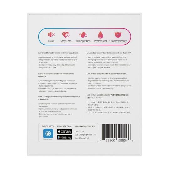 LOVENSE LUSH 2 POWERFUL APP-CONTROLLED WEARABLE G-SPOT EGG VIBRATOR PINK