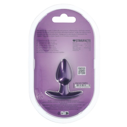 SMOOTH SILICONE ANAL PLUG - SMALL - 2.6 / 6,5 CM - METALLIC PURPLE