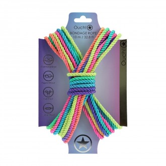 CUERDA DE POLIÉSTER PARA ATAR - 32.8 FT / 10 M - MULTICOLOR BRILLANTE