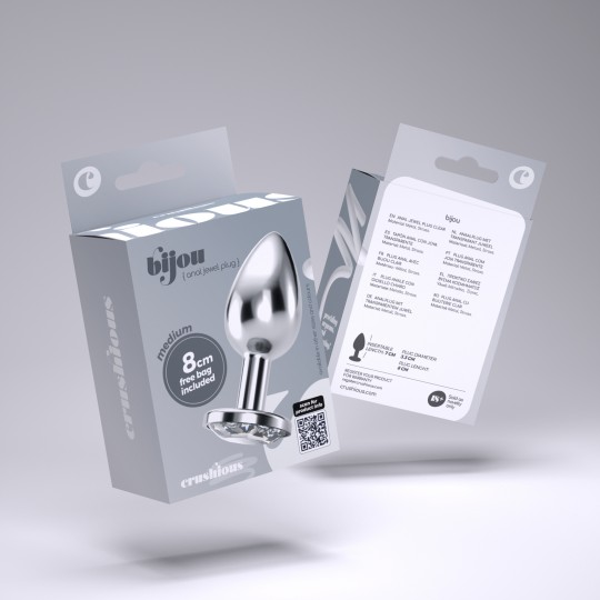 PLUG ANAL BIJOU TRANSPARENT MOYEN CRUSHIOUS AVEC SAC VELOUTÉ GRATUIT