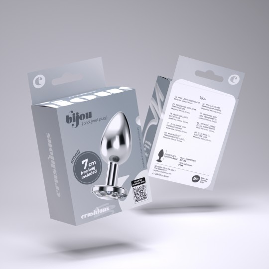 PLUG ANAL JOIA BIJOU TRANSPARENTE PEQUENO CRUSHIOUS COM BOLSA AVELUDADA GRÁTIS