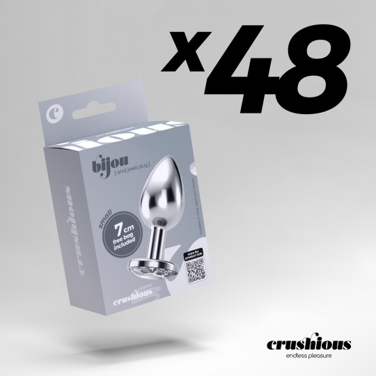 PACK DE 48 PLUG ANAL JOIA BIJOU TRANSPARENTE PEQUENO CRUSHIOUS COM BOLSA AVELUDADA GRÁTIS