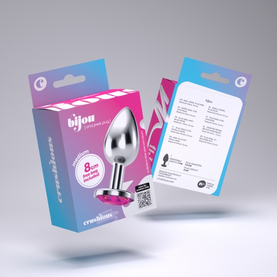 PLUG ANAL JOIA BIJOU ROSA MÉDIO CRUSHIOUS COM BOLSA AVELUDADA GRÁTIS