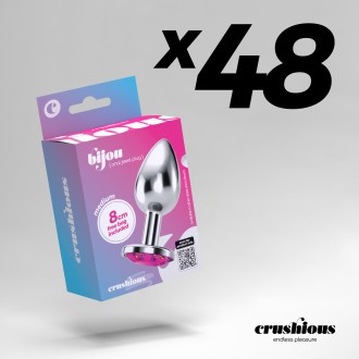 PACK OF 48 CRUSHIOUS BIJOU ANAL JEWEL PLUG PINK MEDIUM WITH FREE VELVETY BAG