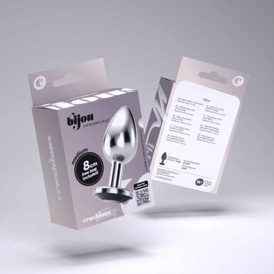 PLUG ANAL JOIA BIJOU PRETO MÉDIO CRUSHIOUS COM BOLSA AVELUDADA GRÁTIS