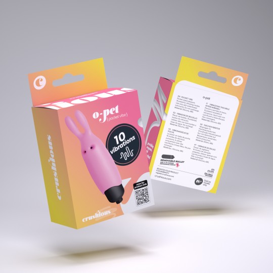 КРОЛИК CRUSHIOUS O-PET С 10 ВИБРОПУЛЯМИ ПАСТЕЛЬНО-РОЗОВЫЙ