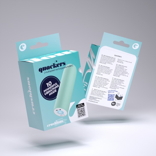 УПАКОВКА 5 + 1 БЕСПЛАТНО QUACKERS USB ПЕРЕЗАРЯЖАЕМАЯ ВИБРОПУЛЯ МЯТА ЗЕЛЕНАЯ CRUSHIOUS