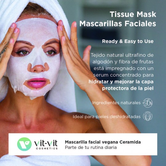 MÁSCARA DE TECIDO FACIAL CERAMIDE RESTORATIVE VIT VIT COSMETICS 20GR