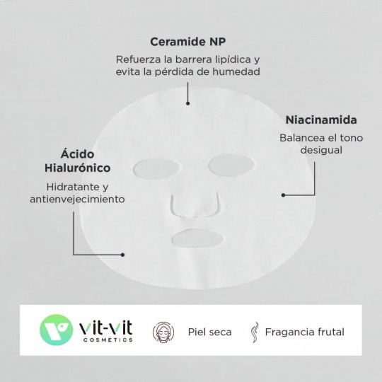 MÁSCARA DE TECIDO FACIAL CERAMIDE RESTORATIVE VIT VIT COSMETICS 20GR