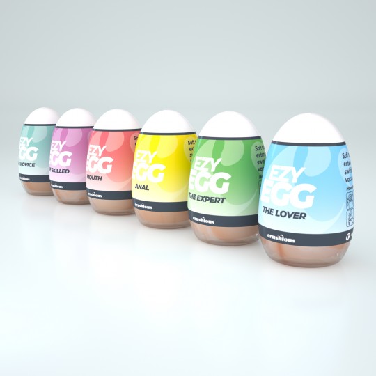CAIXA COM 6 OVOS MASTURBADORES EZY EGG CRUSHIOUS