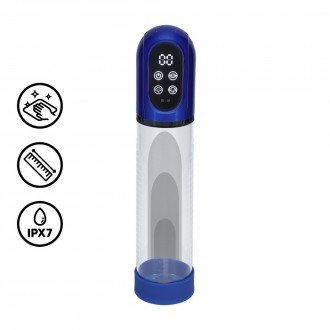 PUMPED ENGAGE AUTOMATIC WATERPROOF PENIS PUMP AND MASTURBATOR METALLIC BLUE