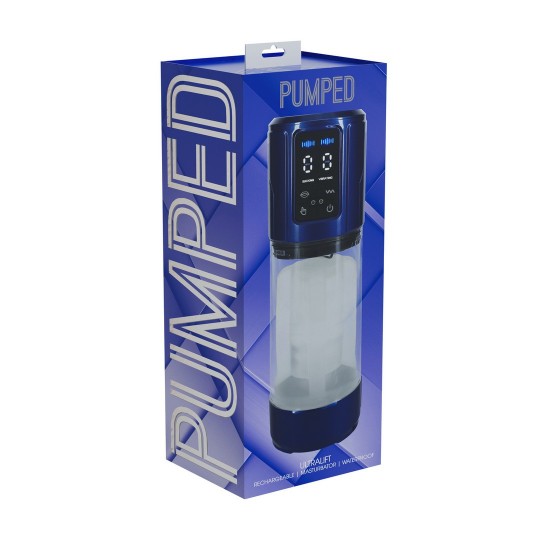 PUMPED ULTRALIFT AUTOMATIC WATERPROOF MASTURBATOR PUMP METALLIC BLUE 