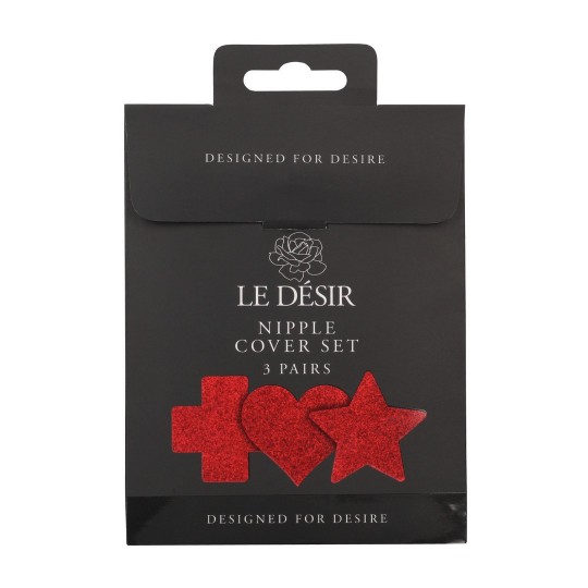 NIPPLE COVER SET - CROSS STAR HEART - RED