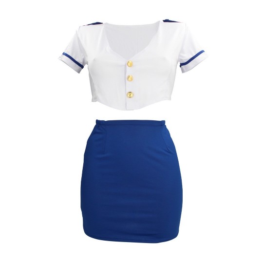STEWARDESS COSTUME - BLUE/WHITE