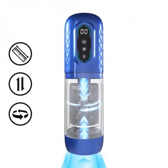 VORTEX - SUCTION ROTATION AND THRUSTING MASTURBATOR PUMP - METALLIC BLUE