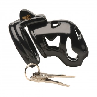 HARD STOP - JAULA DE CASTIDAD DE DOBLE ANILLO - NEGRA