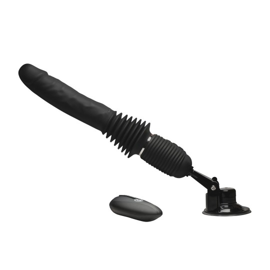 ULTIMATE POWER POUNDER - DILDO DE SILICONA VIBRANTE Y CON EMPUJE CON CONTROL REMOTO - NEGRO